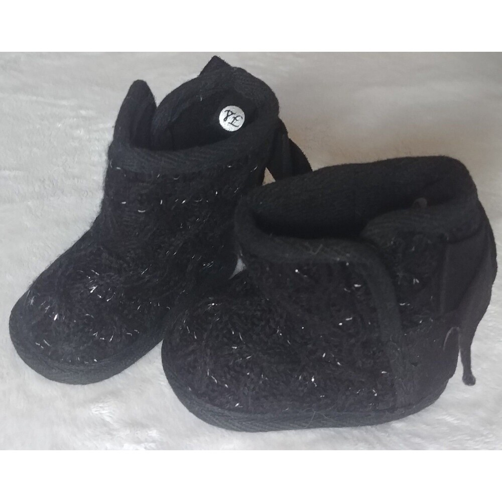 Boots NEW First Steps Stepping Stones 3 to 6 months Ankle Baby black knit bows